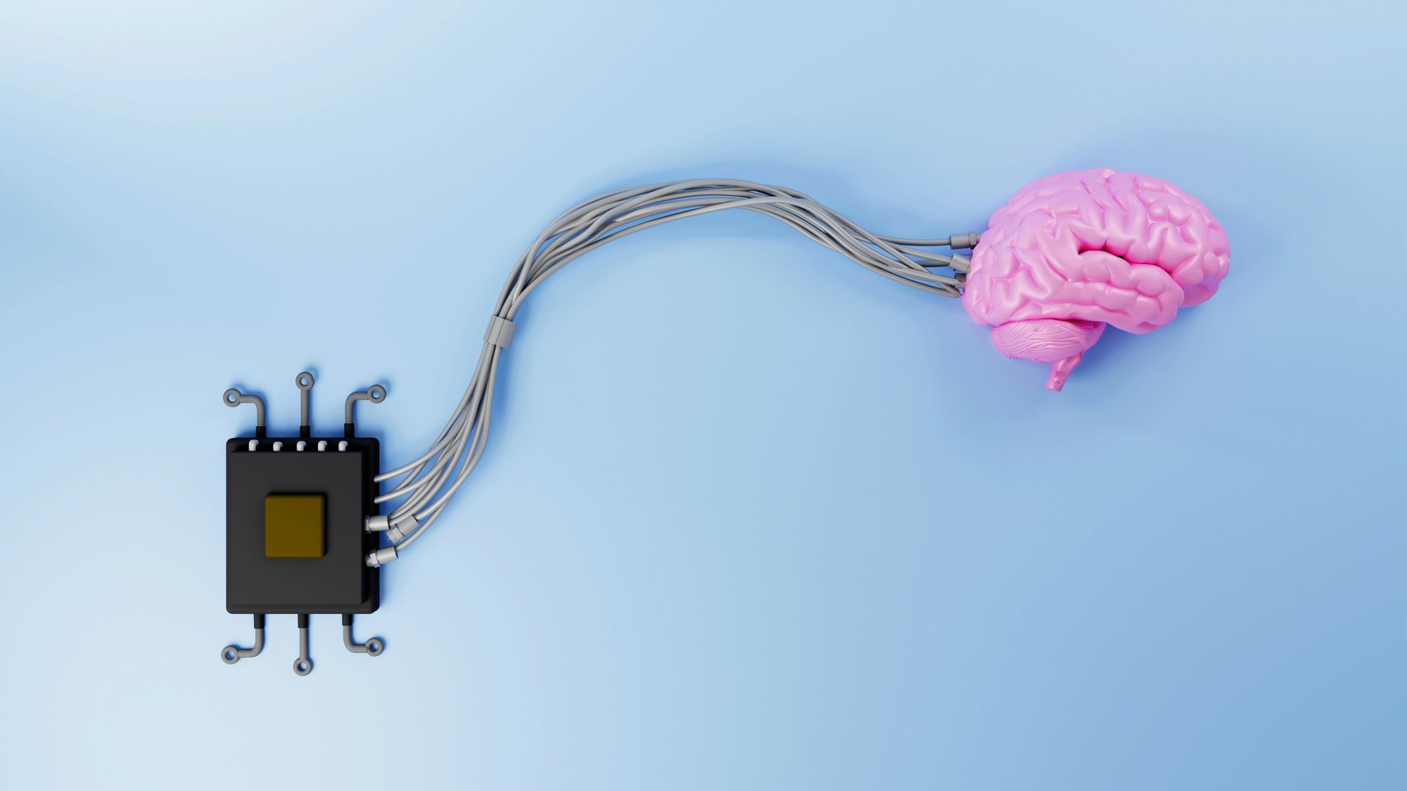 Abstract glowing neural network visualisation suggesting the electrical signals of brain activity that BCI systems translate into robotic control commands through EEG pattern recognition