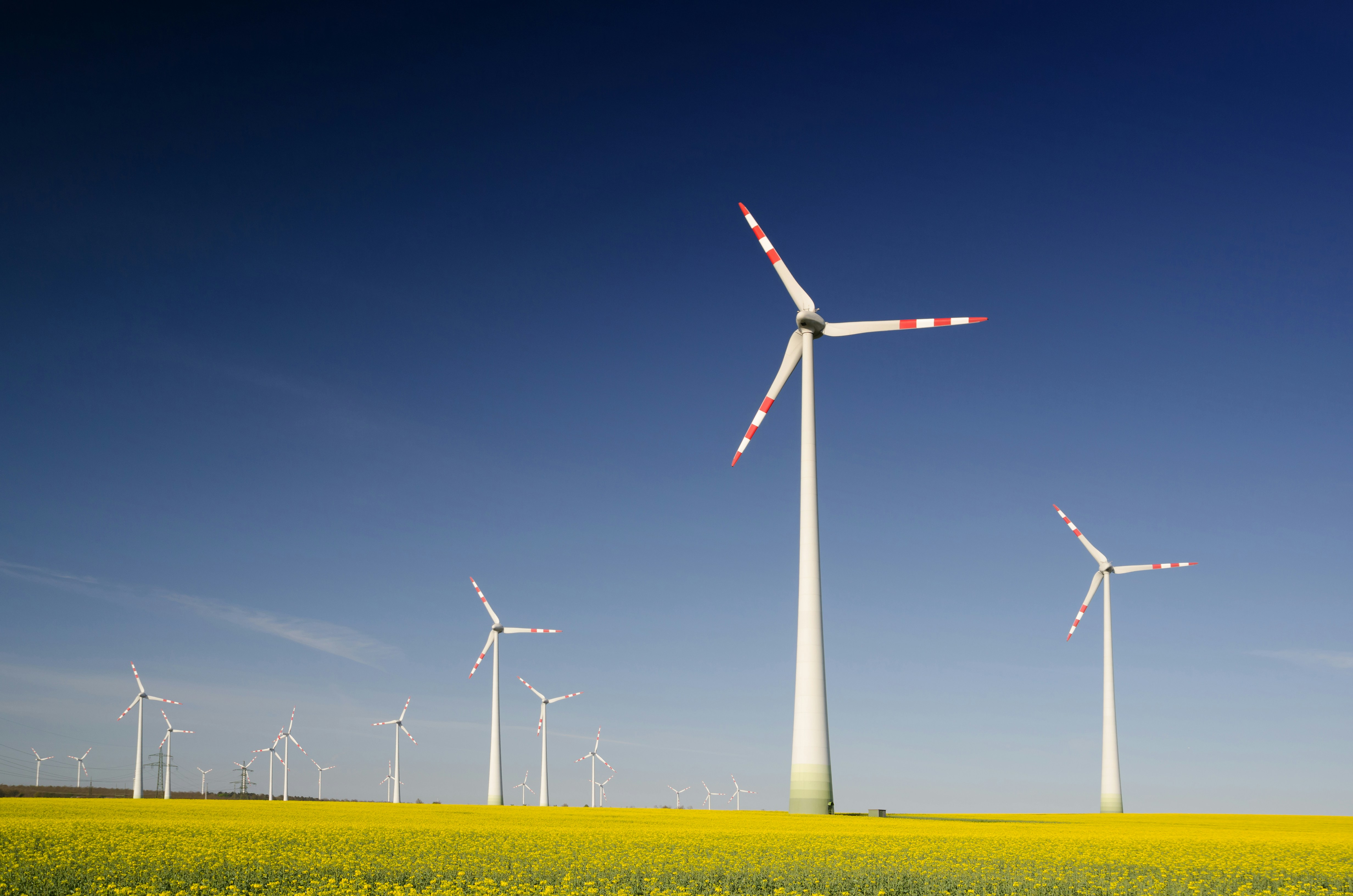 High-voltage transmission infrastructure across the European countryside
