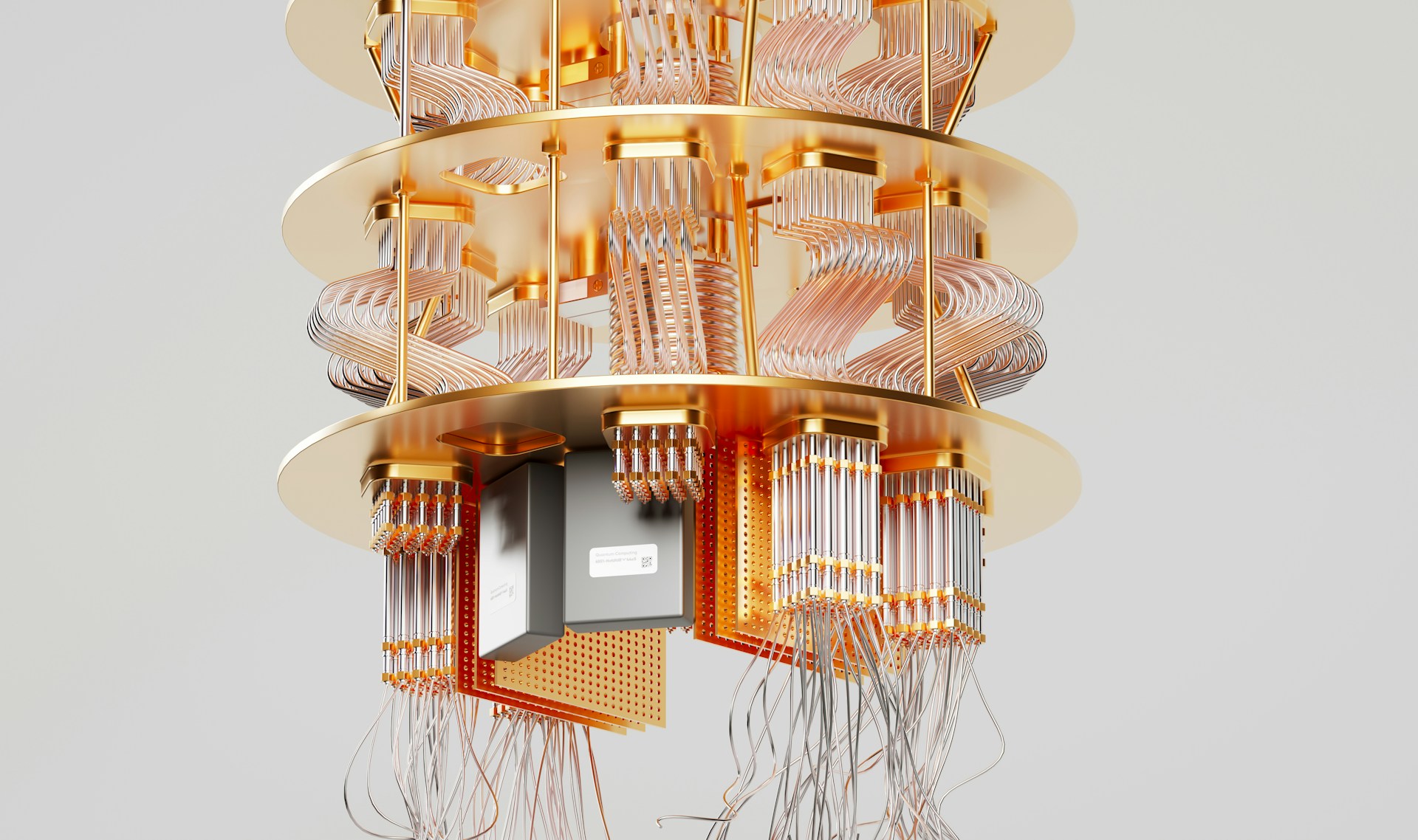 Abstract image of light interference patterns evoking the quantum coherence phenomena that underpin the next generation of precision measurement instruments — from atomic interferometers to optical clocks