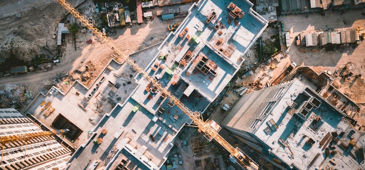 Residential development under construction, aerial view