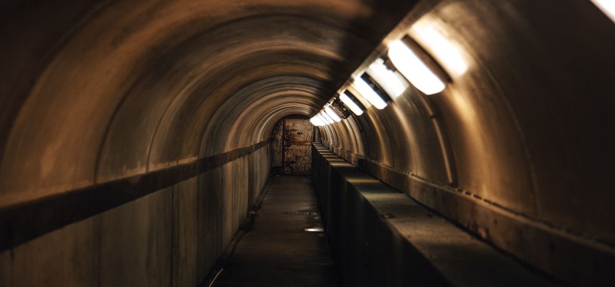 Illuminated underground tunnel